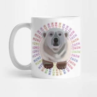 Polar Bear on rainbow bear pattern Mug